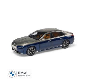 80435B54CC7 BMW Miniature i7 G70 Model Car 1:18 - Oxide Grey Blue